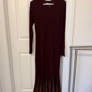 Ulla Johnson Mila Shimmer Ribbed Maxi Sweater Dress